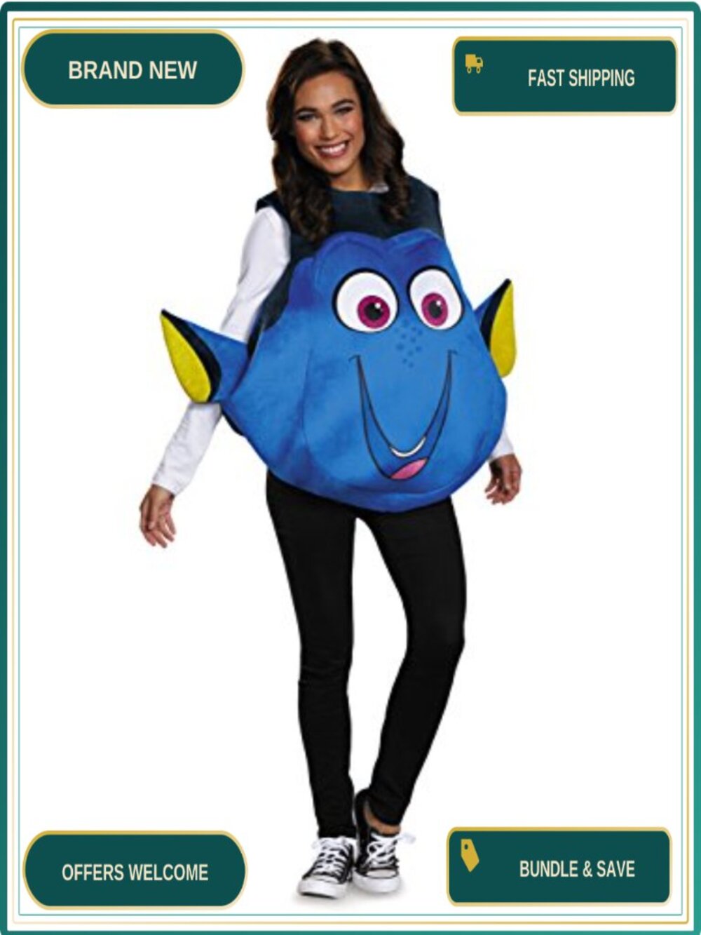 Finding Dory Costume Adult 3D Tunic Fins Tail Halloween Cosplay